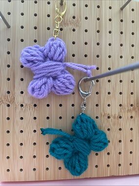 Handmade Butterfly Keychain Duo - Lavender & Teal